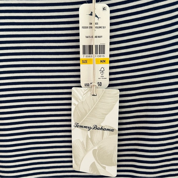 NWT Tommy Bahama Striped Flutter Sleeve Top - Picture 2 of 4